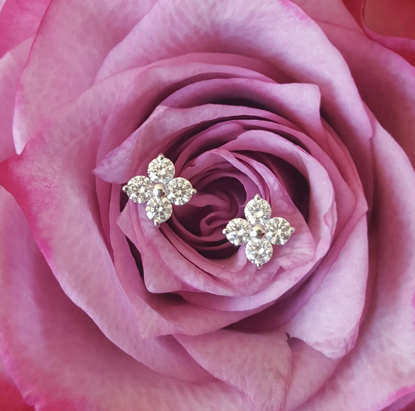 0.24tcw G/SI1 Diamond Stud 'Florette' Earrings in 18k 18ct White Gold by CTJ