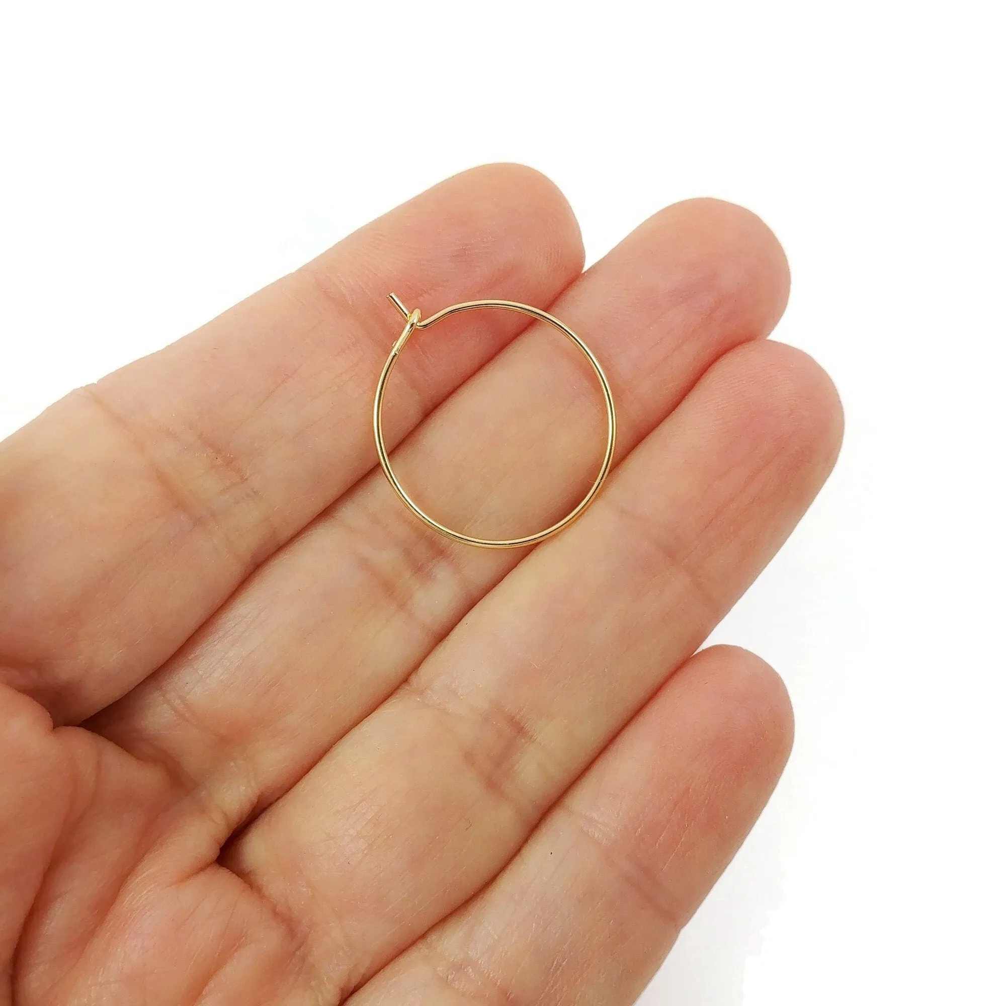10 hoops, 18K Gold plated, Nickel free earring findings, 20mm, 25mm