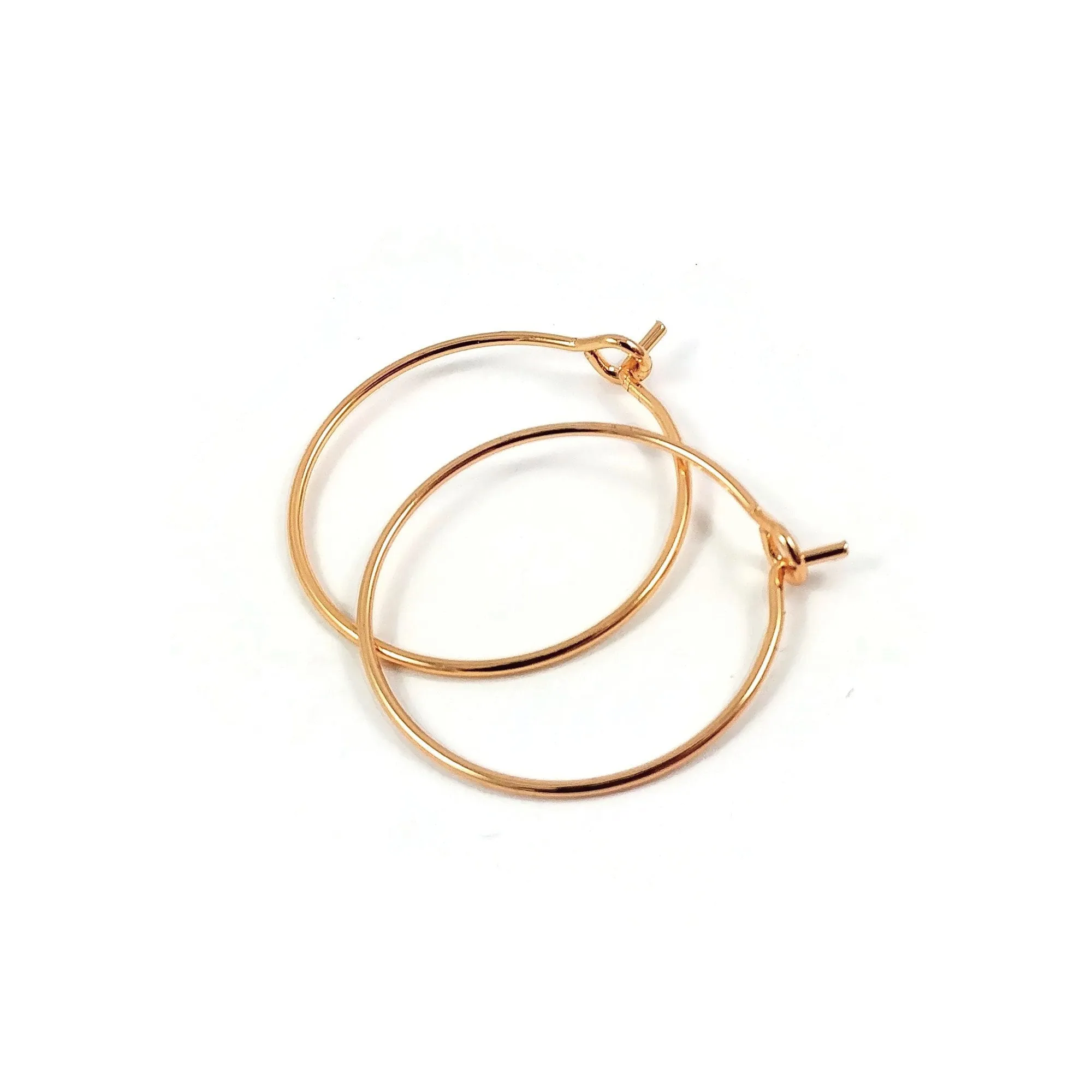 10 hoops, 18K Gold plated, Nickel free earring findings, 20mm, 25mm