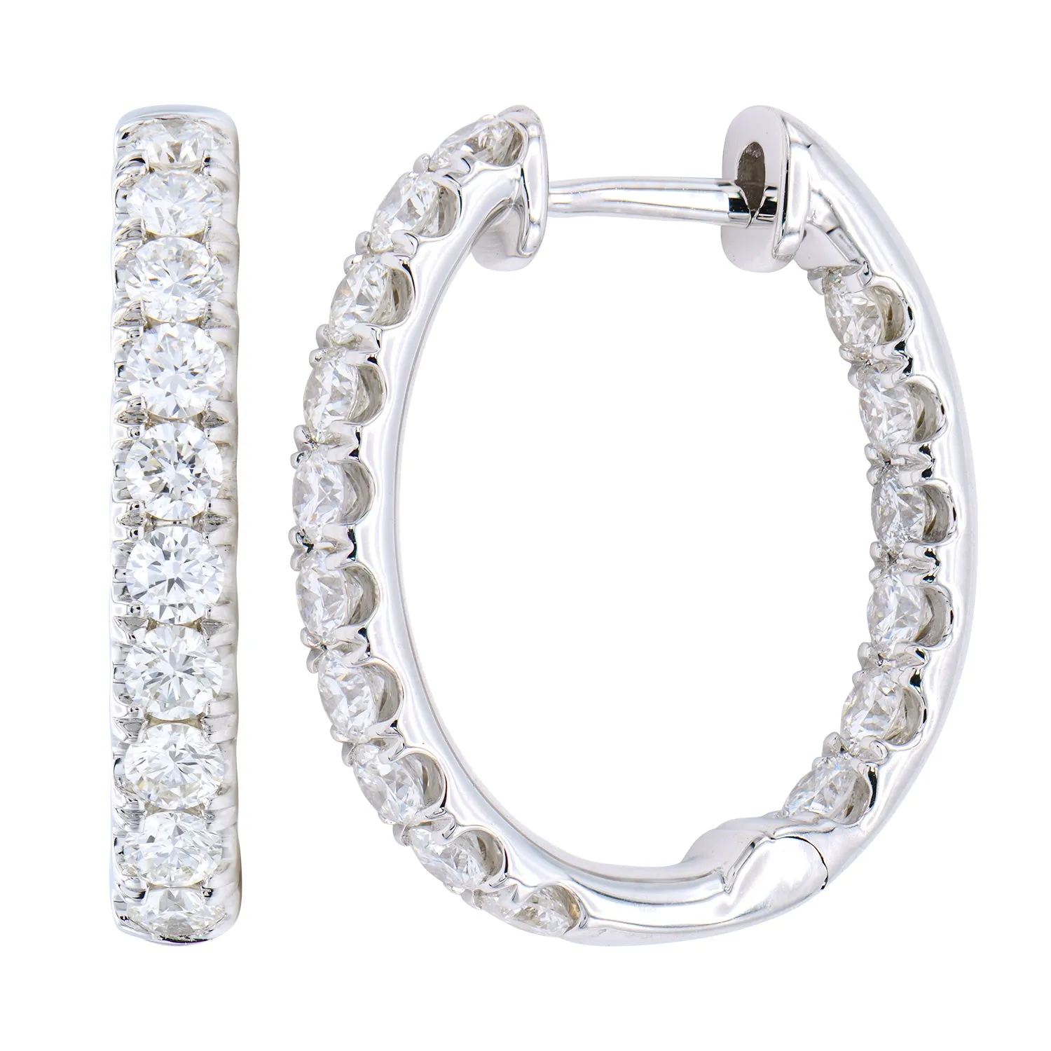 1.37CT Diamond and White Gold Hoop Earrings
