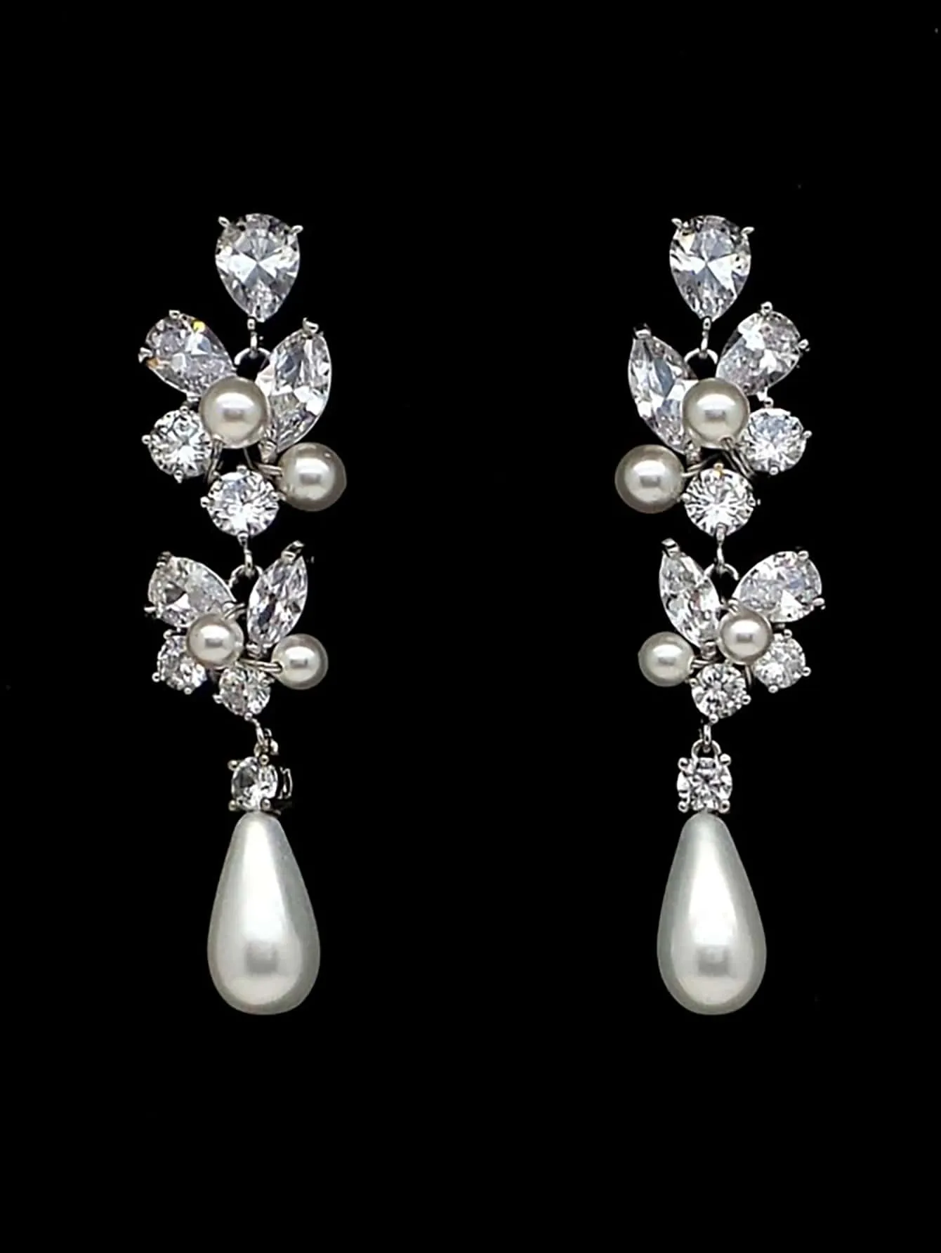 1pair Aesthetic Bridal Imitation Faux Pearl Dangle Earrings Luxury Trendy Engagement Wedding Ear Accessories For Women Newly Jewelry