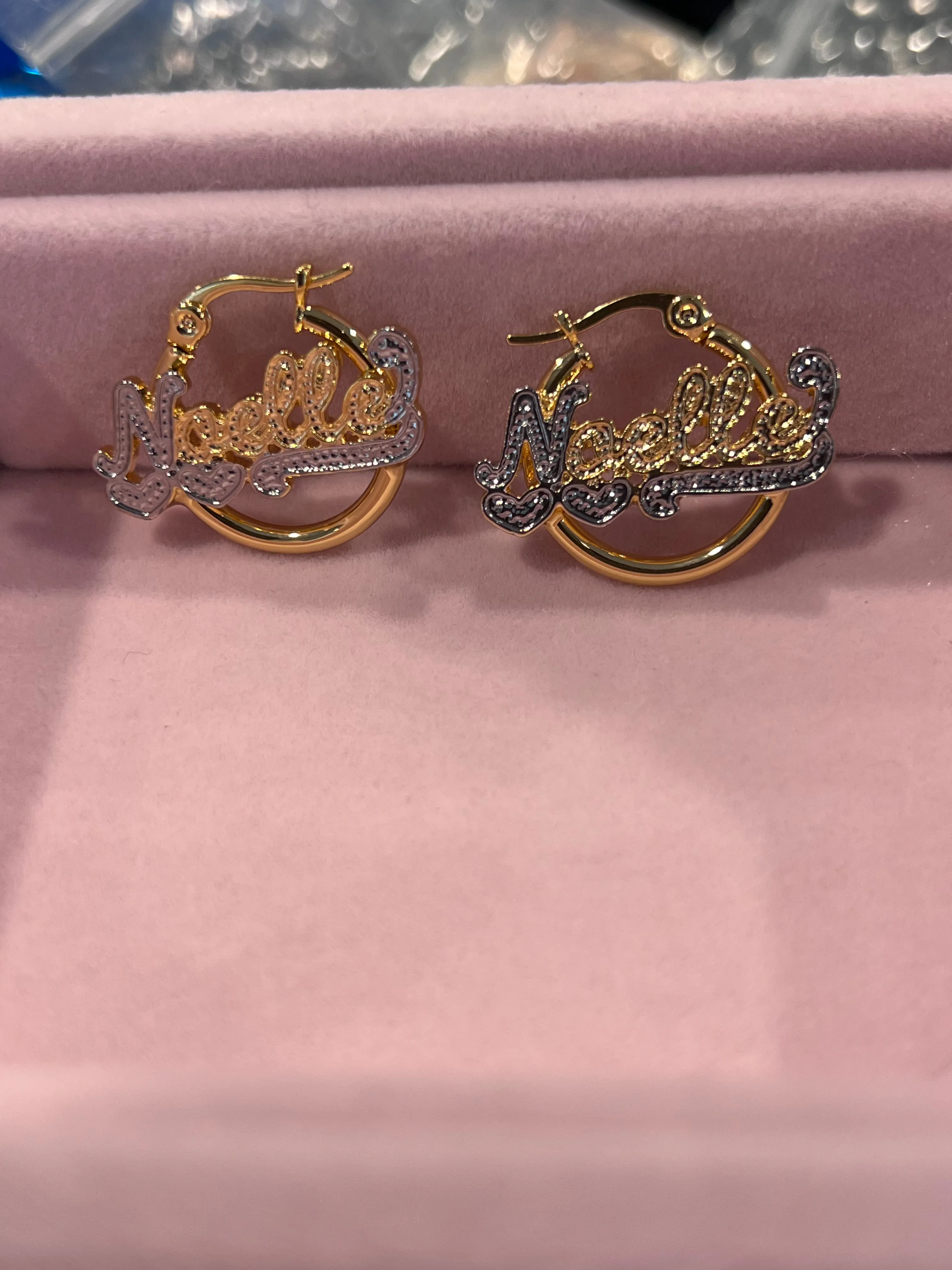 2 Tone Custom Name Hoops