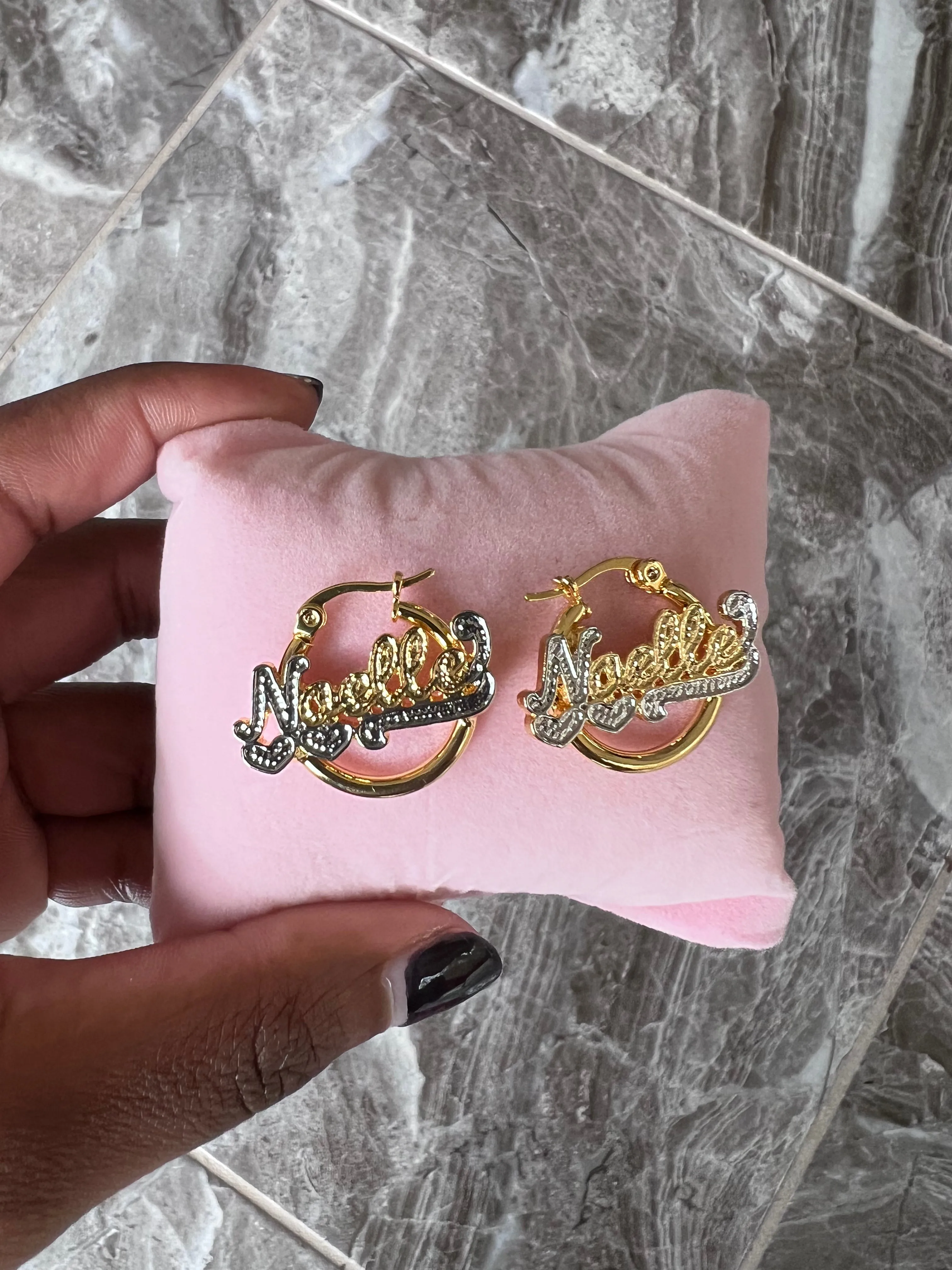 2 Tone Custom Name Hoops