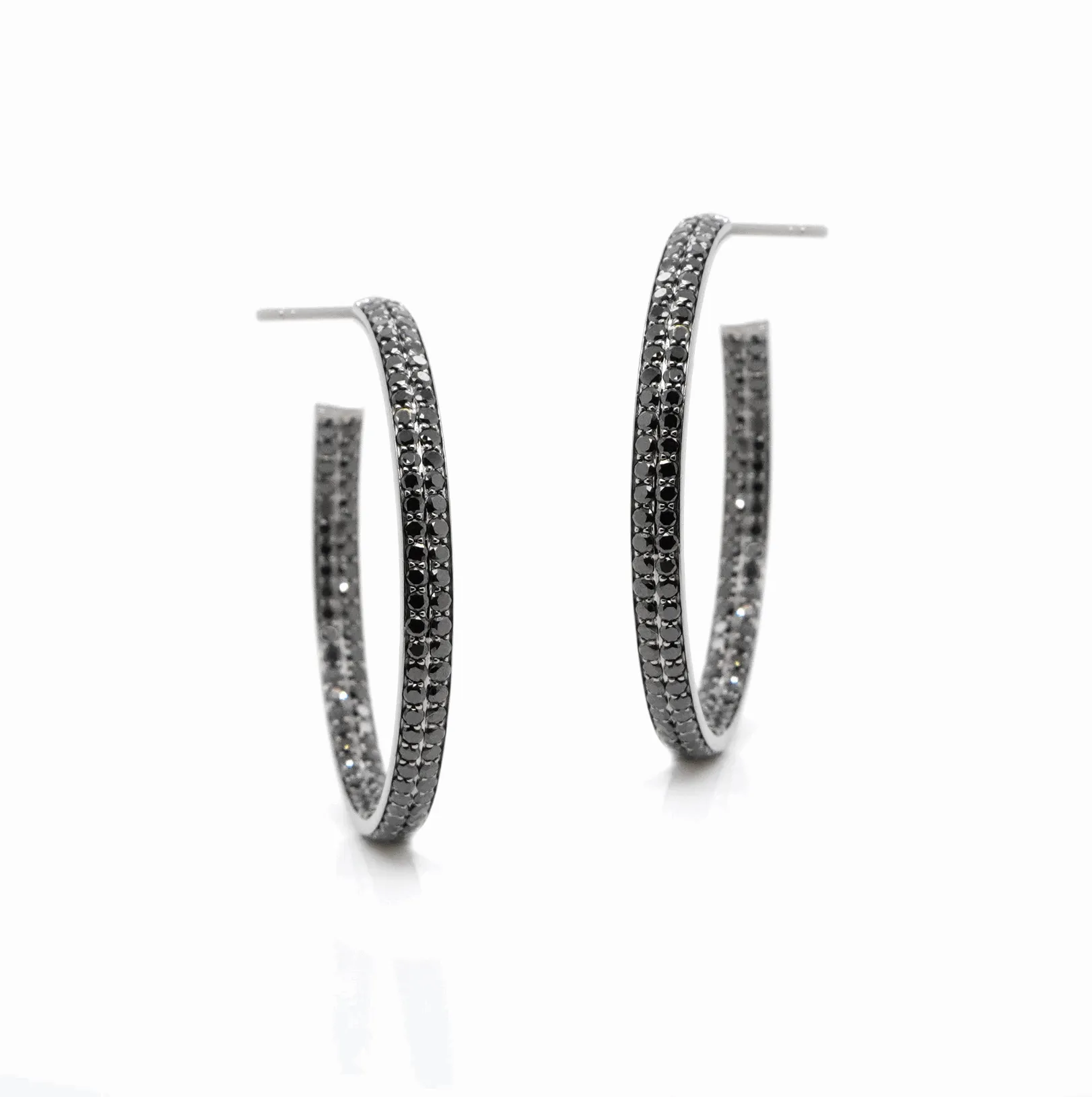4.32 cts Round Black Diamond Eternity Hoops
