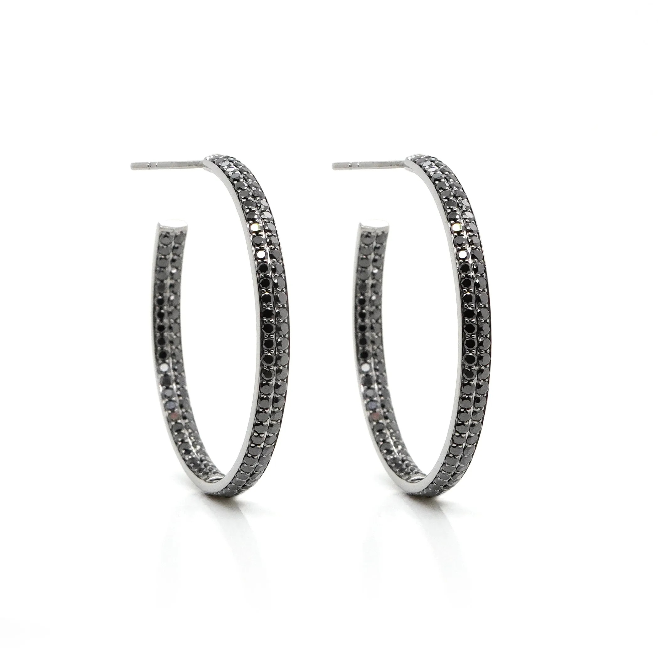 4.32 cts Round Black Diamond Eternity Hoops
