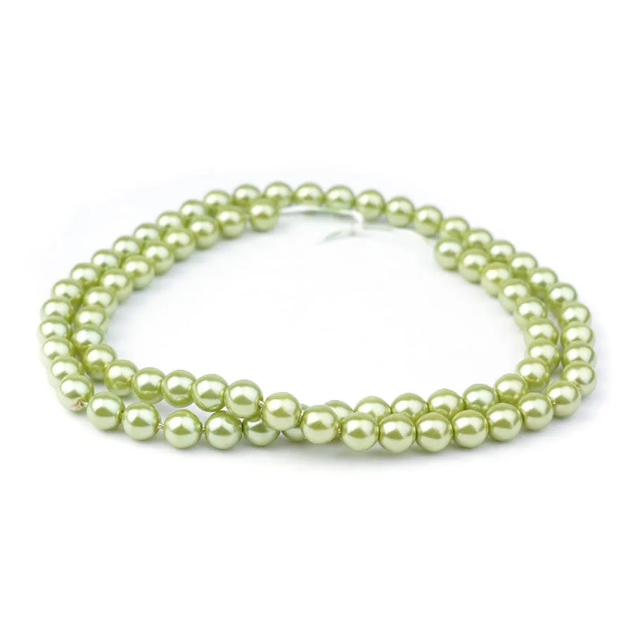6mm Olive Pearl Coated Czech Glass Pearls Strand