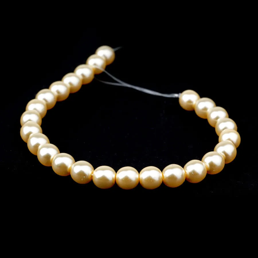 6mm Vanilla Pearl Coated Czech Glass Pearls Strand