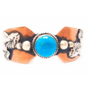 Chaco Canyon Southwest Turquoise Sterling Silver and Copper "Horse" Cuff Bracelet