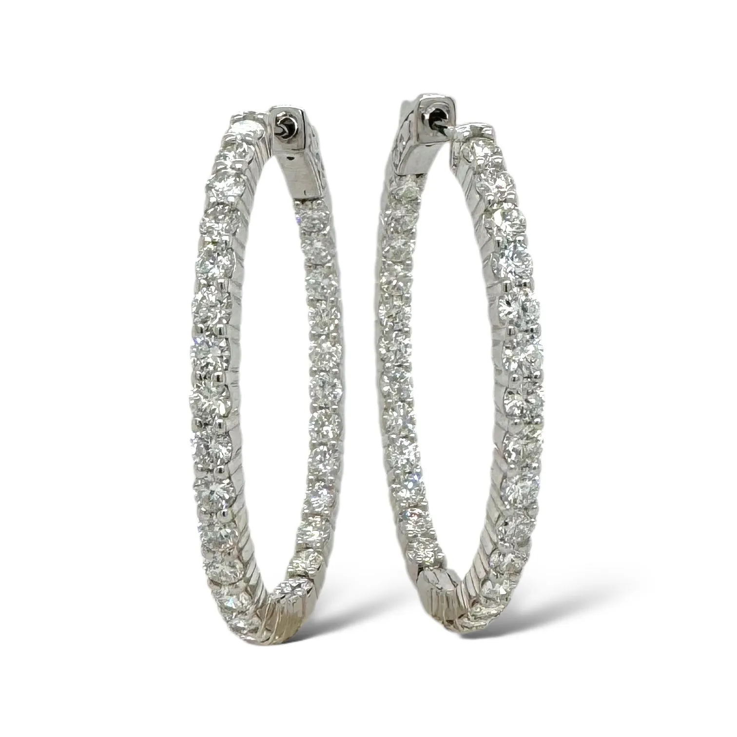 Classic Diamond Inside-Out Oval Hoops
