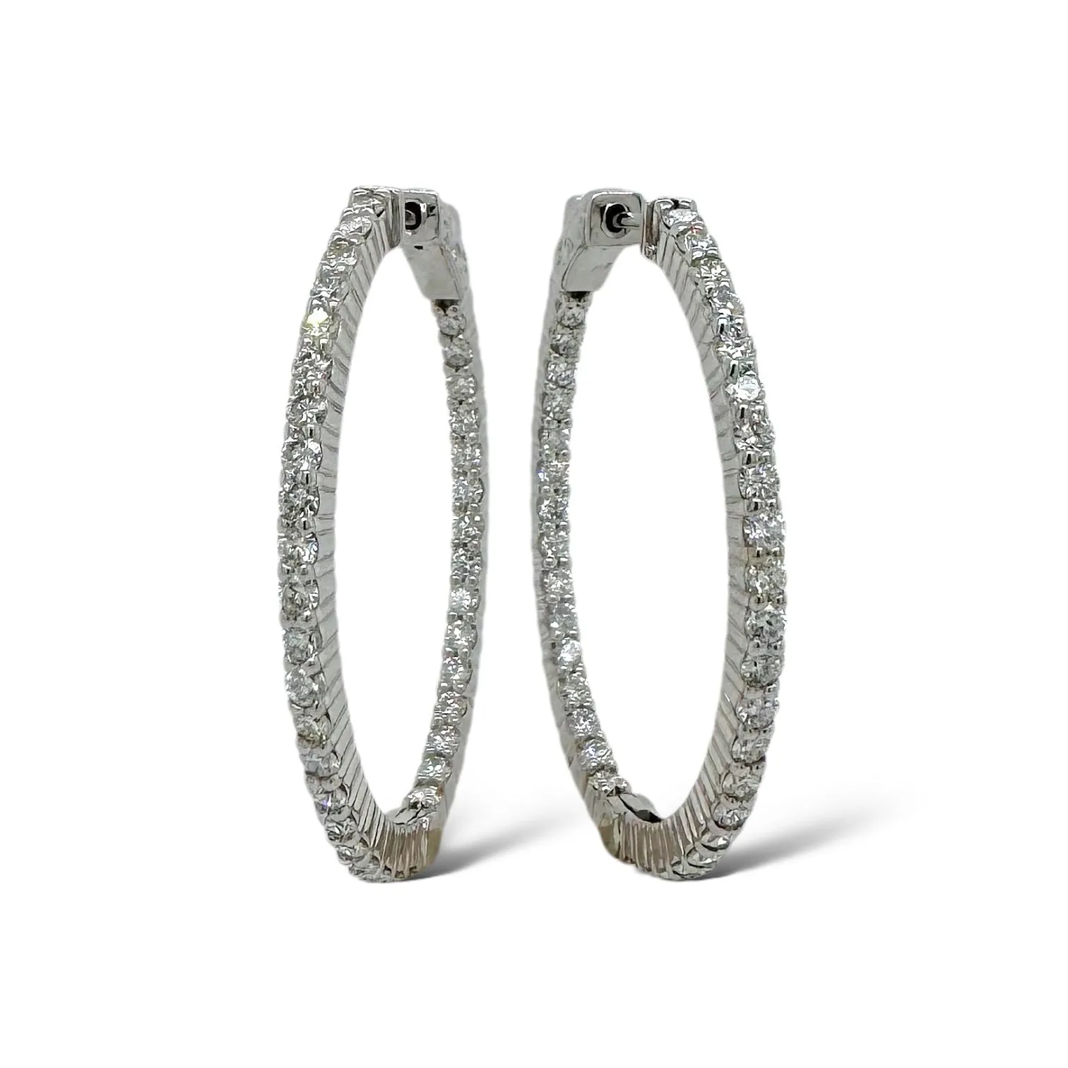Classic Diamond Inside-Out Oval Hoops