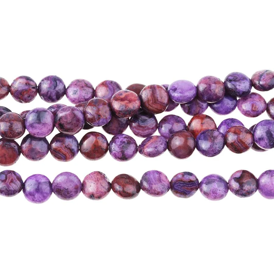 Dakota Stones Purple Crazy Lace Agate 8mm Puff Coin Bead Strand