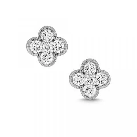 Diamond Clover Stud Earrings