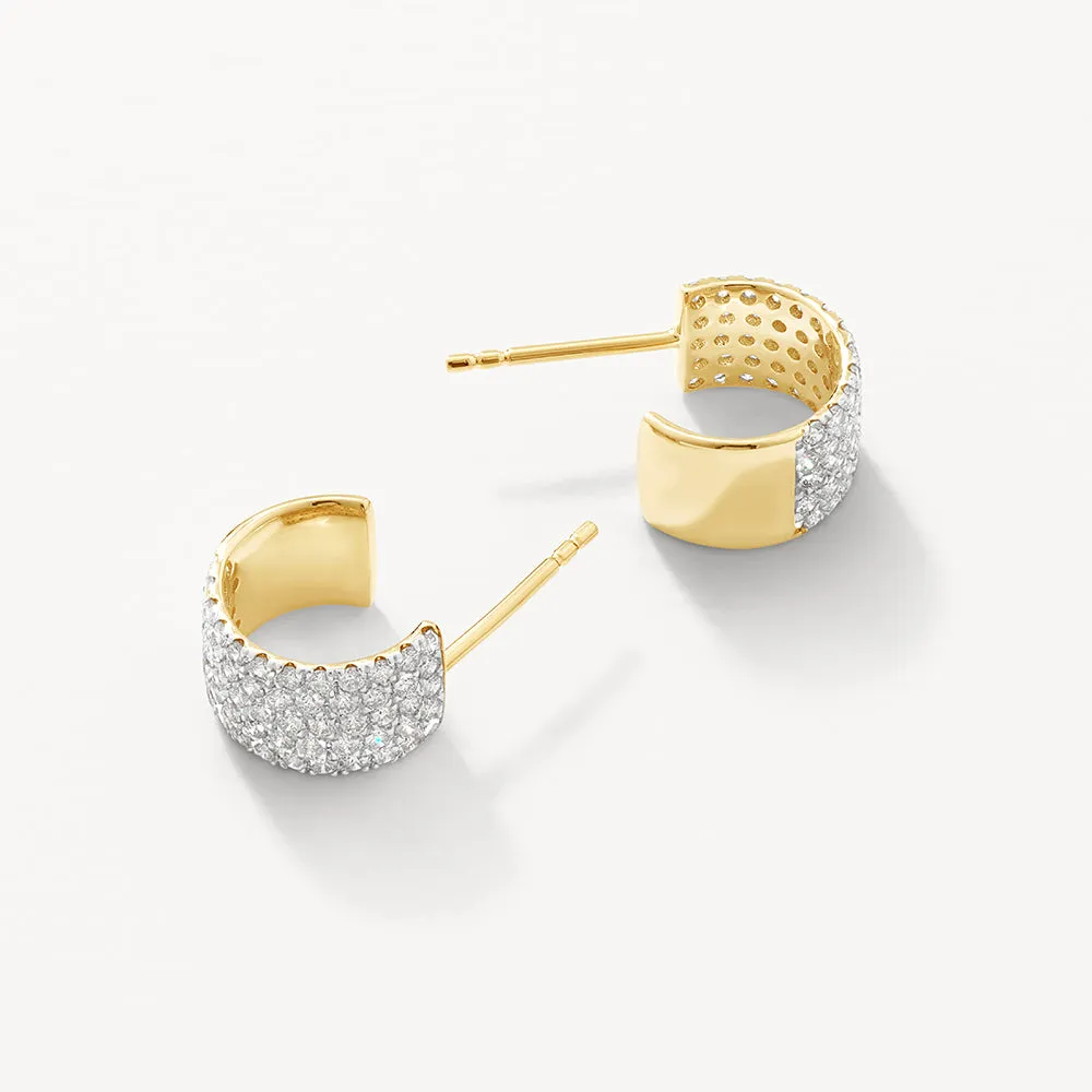 Diamond Pave Huggie Earrings in 10k Gold