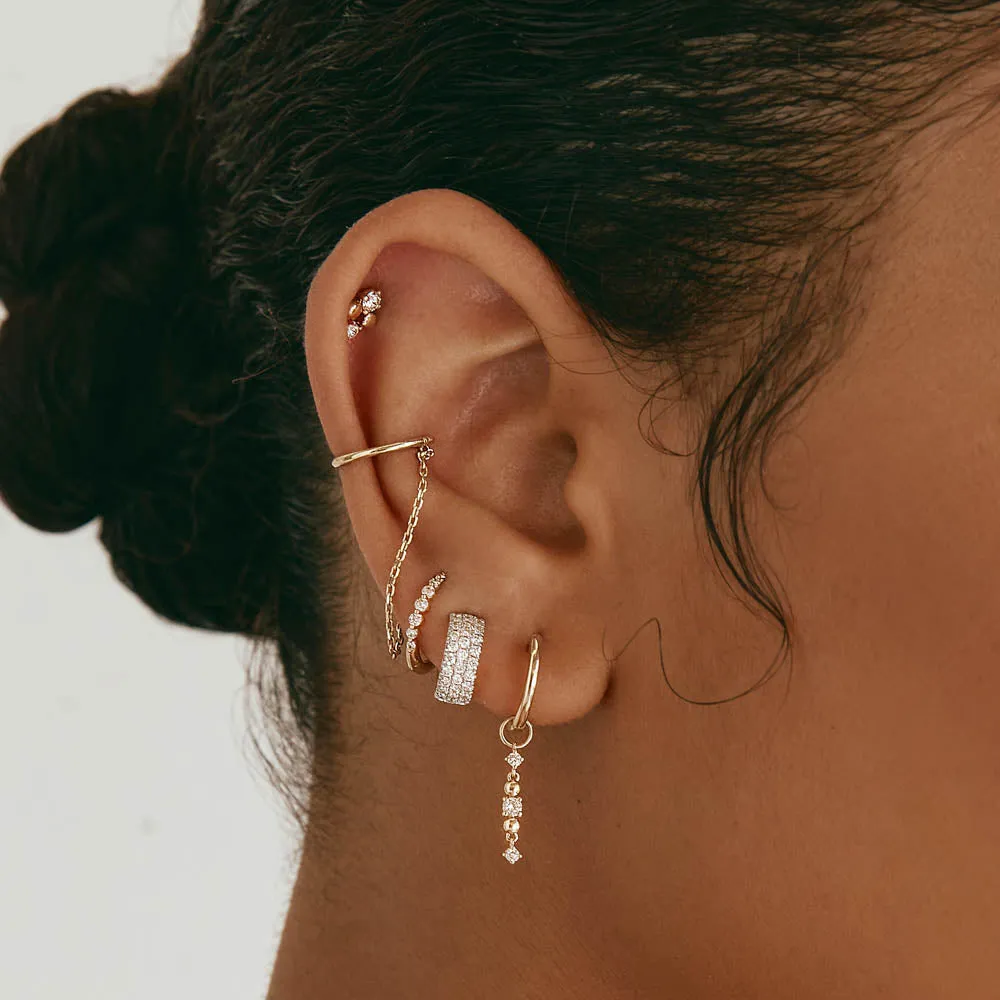 Diamond Pave Huggie Earrings in 10k Gold