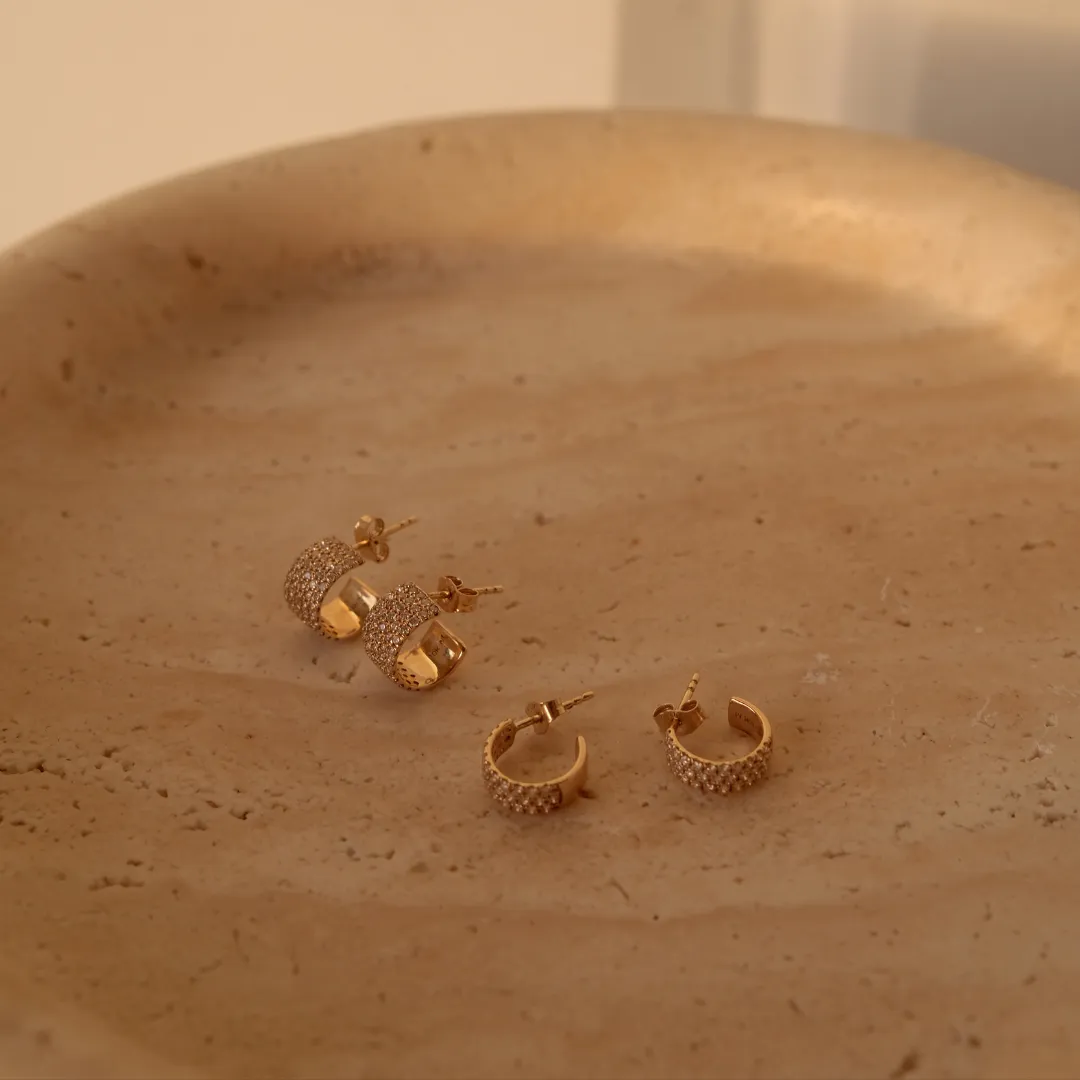 Diamond Pave Huggie Earrings in 10k Gold