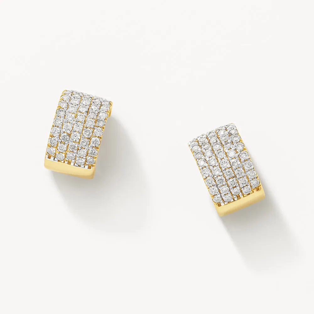 Diamond Pave Huggie Earrings in 10k Gold