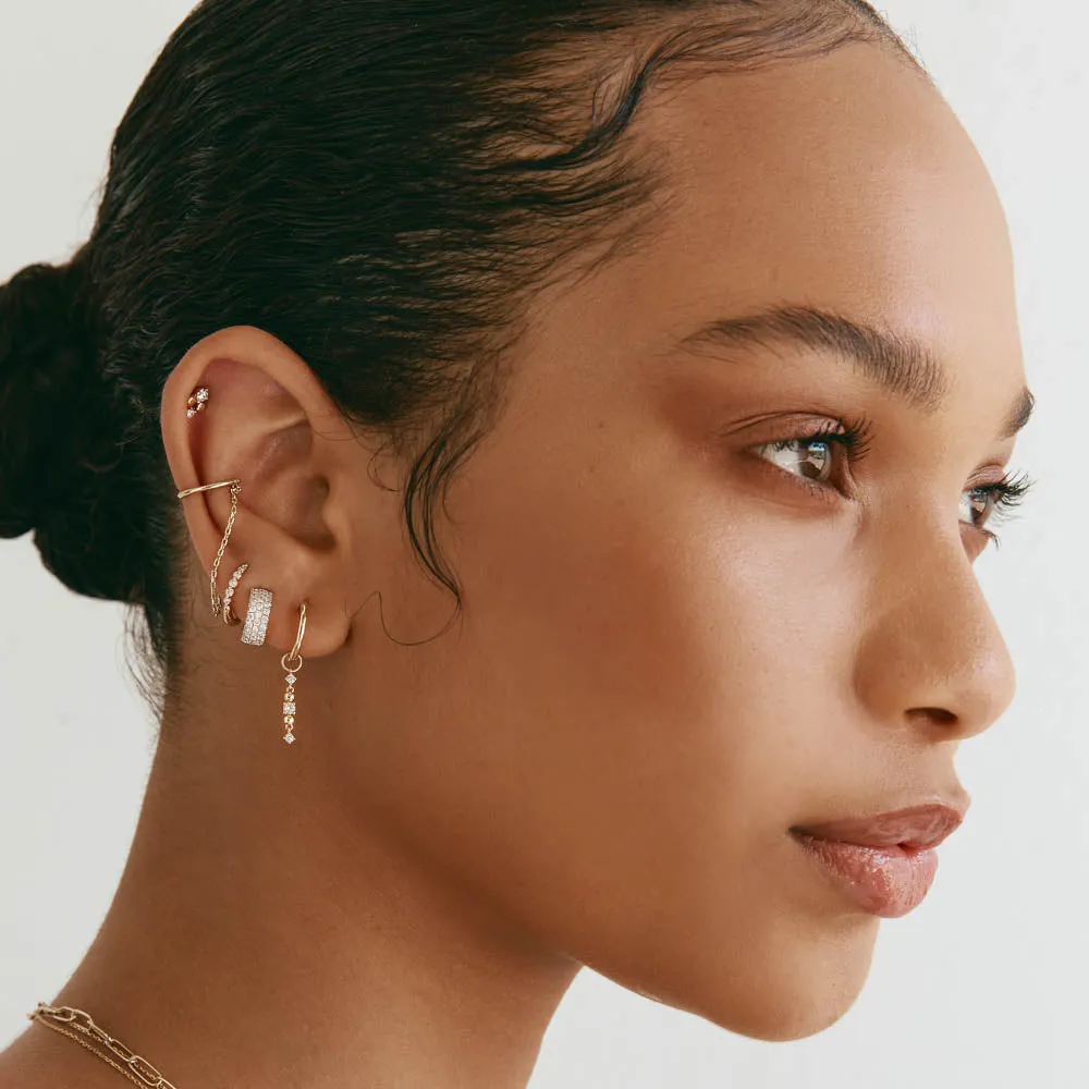 Diamond Pave Huggie Earrings in 10k Gold