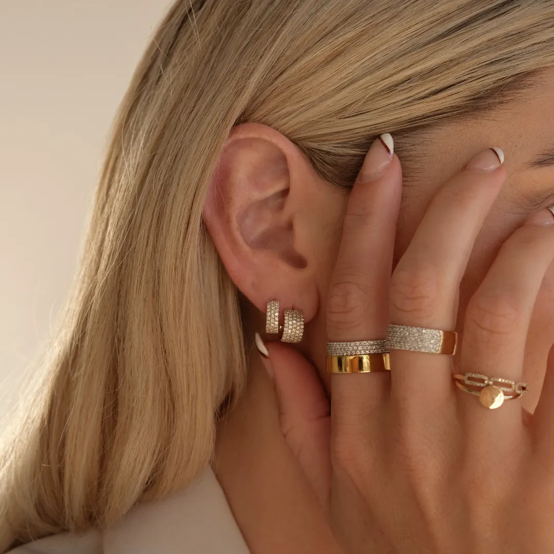 Diamond Pave Huggie Earrings in 10k Gold