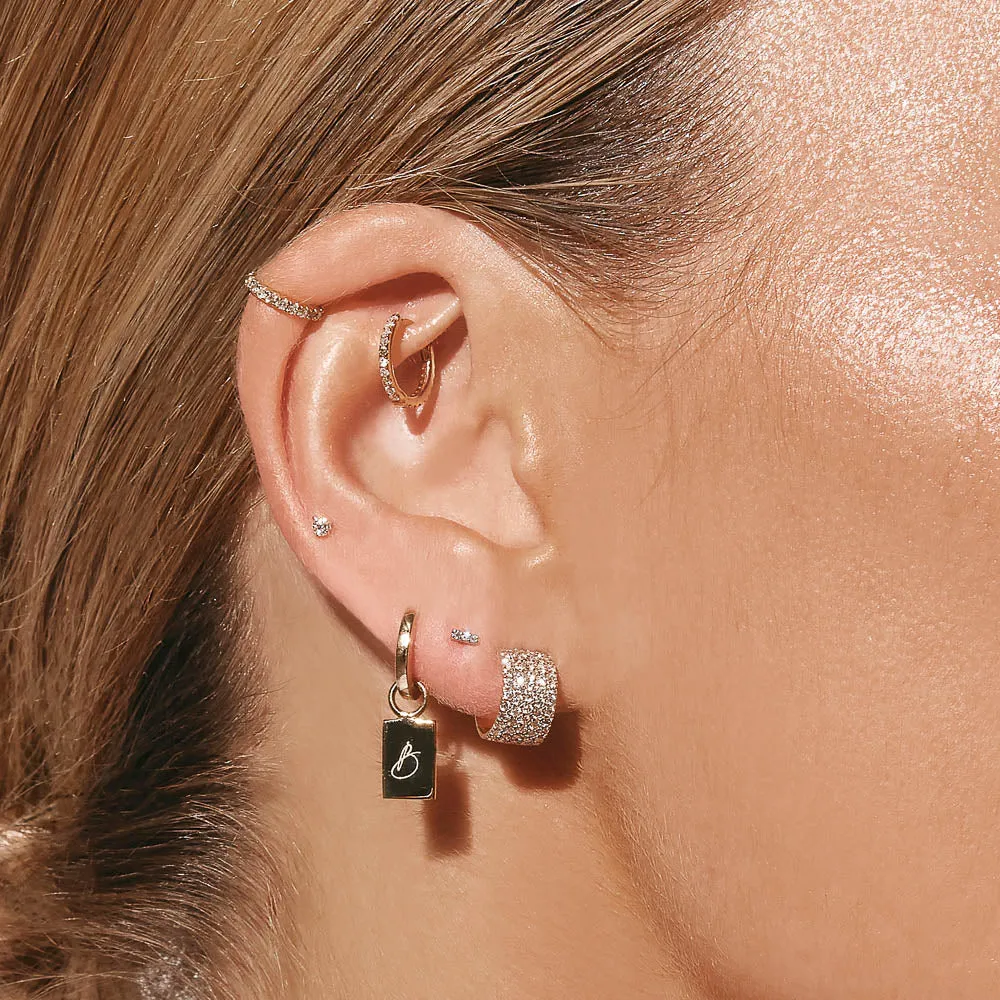 Diamond Pave Huggie Earrings in 10k Gold