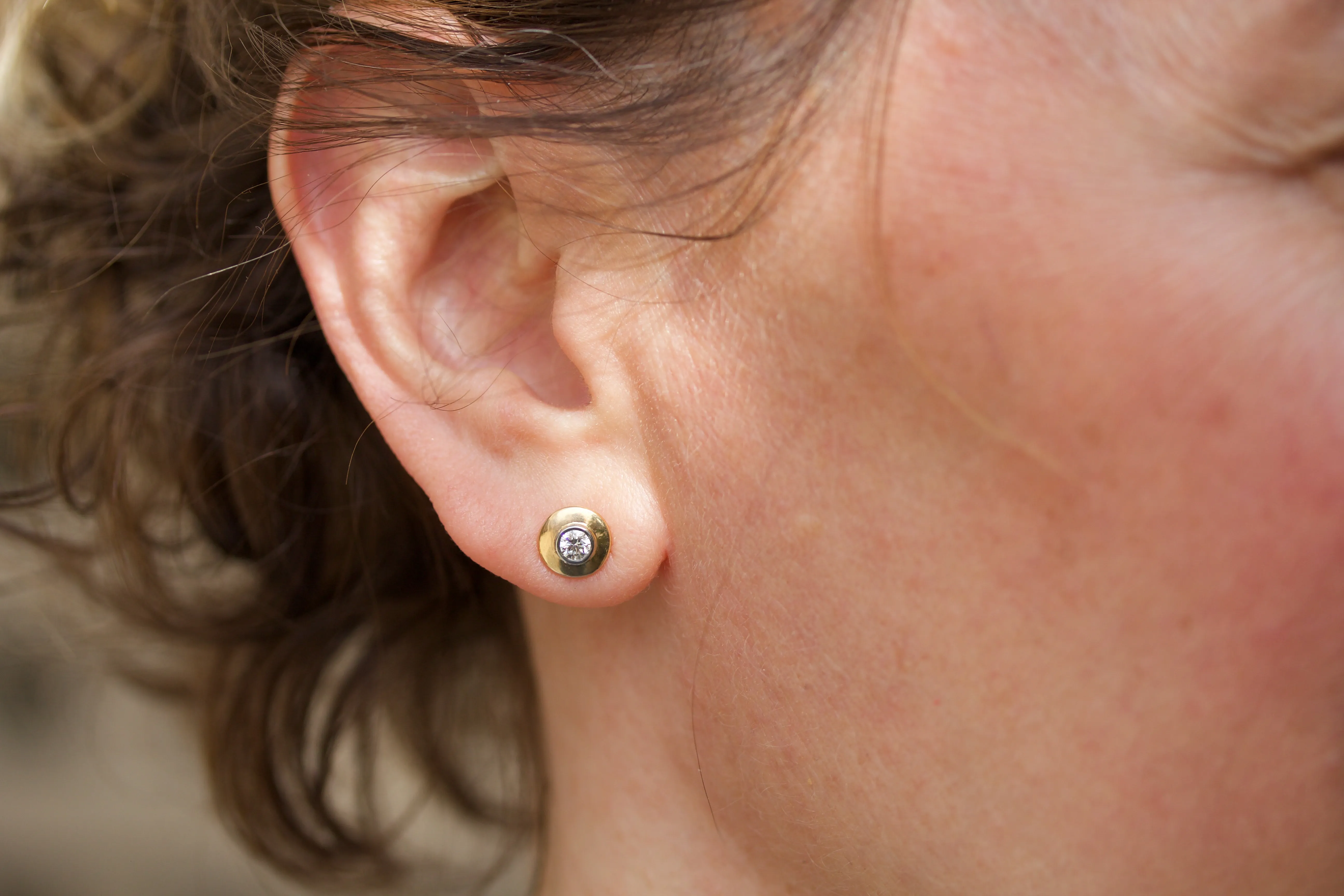 Disk Style Diamond Stud Earrings