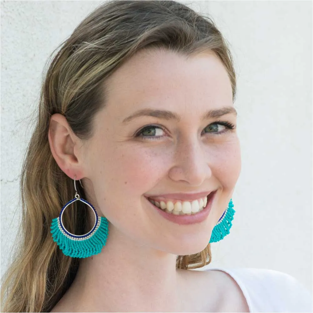 Fresca Beaded Fringe Earrings in Blue Lagoon - Exclusive Beadaholique Jewelry Kit