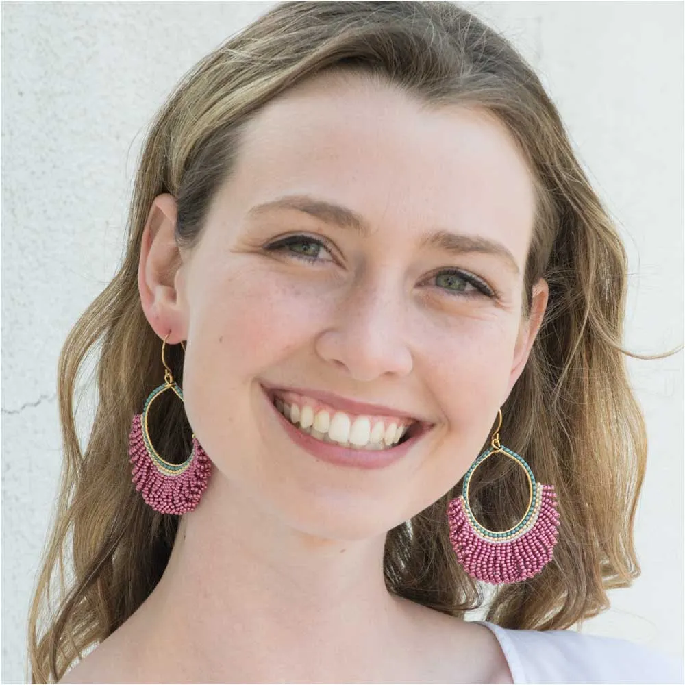 Fresca Beaded Fringe Earrings in Pink Lady - Exclusive Beadaholique Jewelry Kit