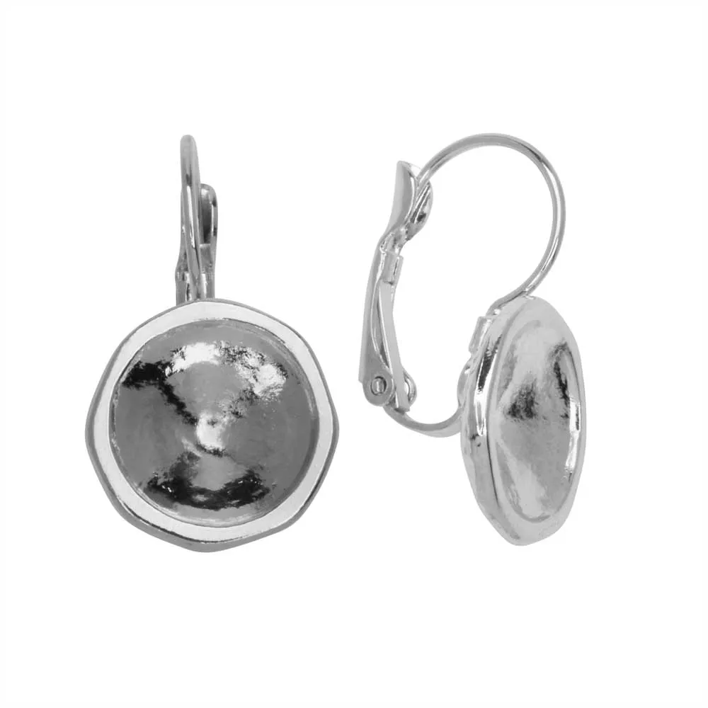 Gita Jewelry Setting for PRESTIGE Crystal, Round Leverback Earrings, 12mm Rivolis, Rhodium Plated (1 Pair)