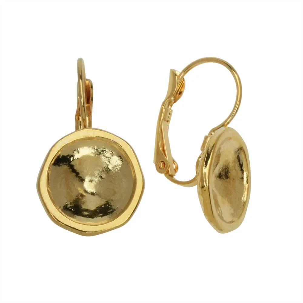Gita Jewelry Setting for PRESTIGE Crystal, Round Leverback Earrings for 12mm Rivolis, Gold Plated (1 Pair)