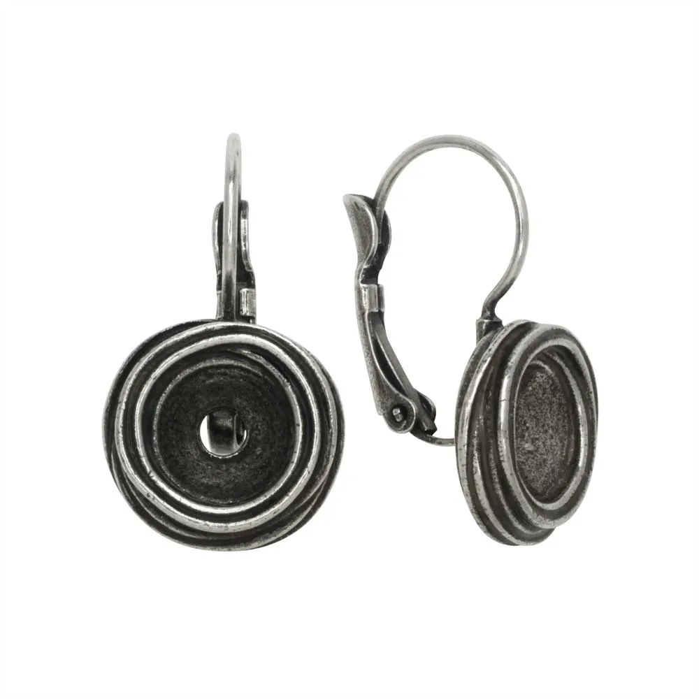Gita Jewelry Setting for PRESTIGE Crystal, Wavy Leverback Earrings for SS39 Chatons, Ant Silver (1 Pair)