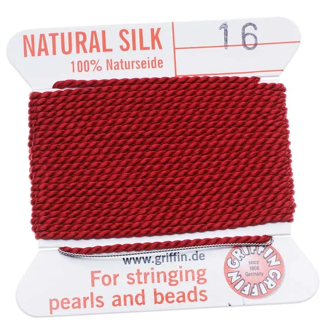 Griffin Silk Beading Cord & Needle Size 16 Garnet Red