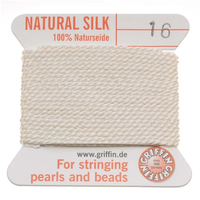 Griffin Silk Beading Cord & Needle Size 16 White