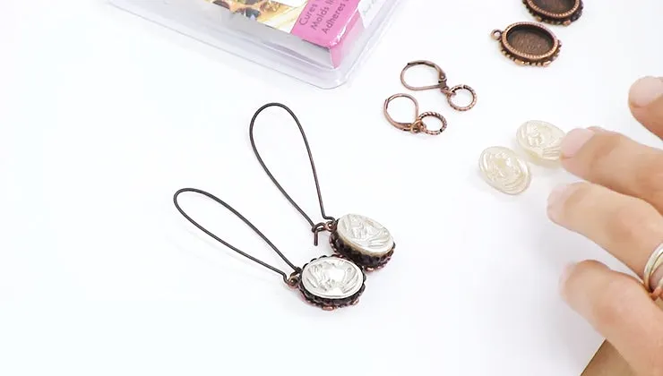 How to Make a Pair of Earrings with a Vintage Button (with glass shank) by Becky Nunn