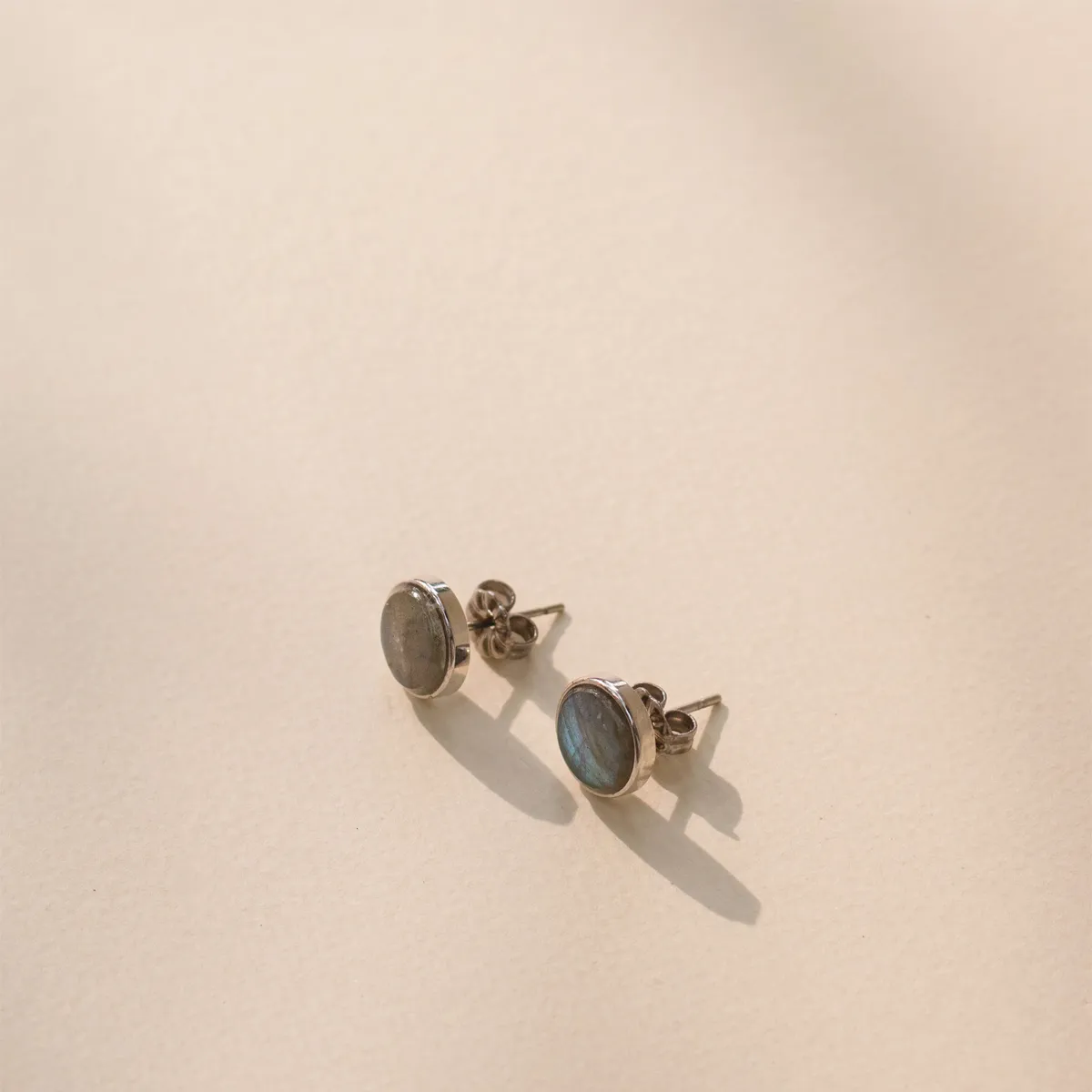 Labradorite Stone Ear Studs (Round)