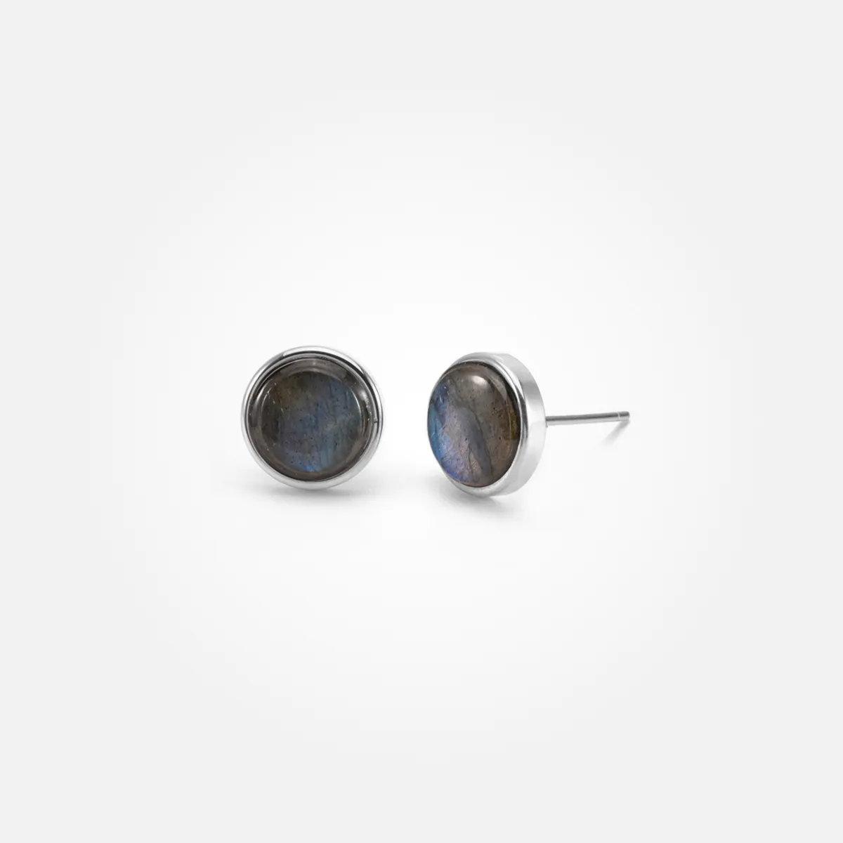 Labradorite Stone Ear Studs (Round)