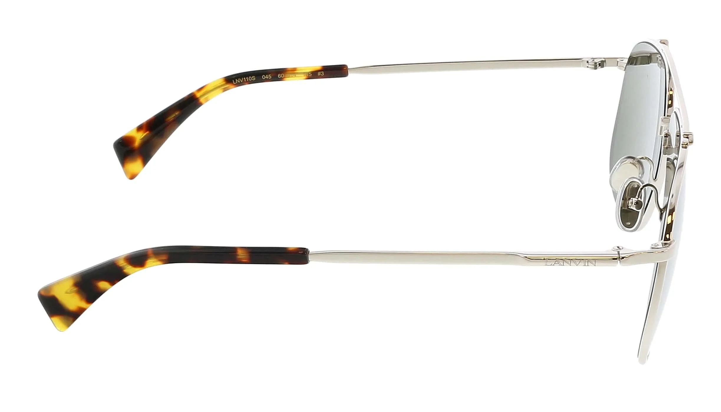 Lanvin LNV110S 045 Full Rim Silver/Green Aviator  Sunglasses