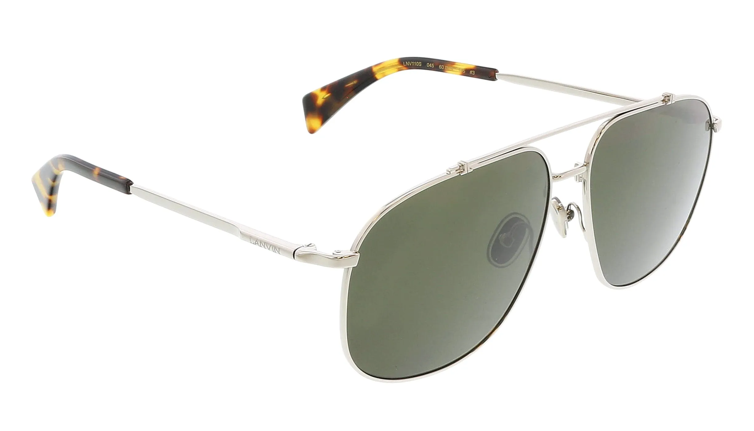 Lanvin LNV110S 045 Full Rim Silver/Green Aviator  Sunglasses