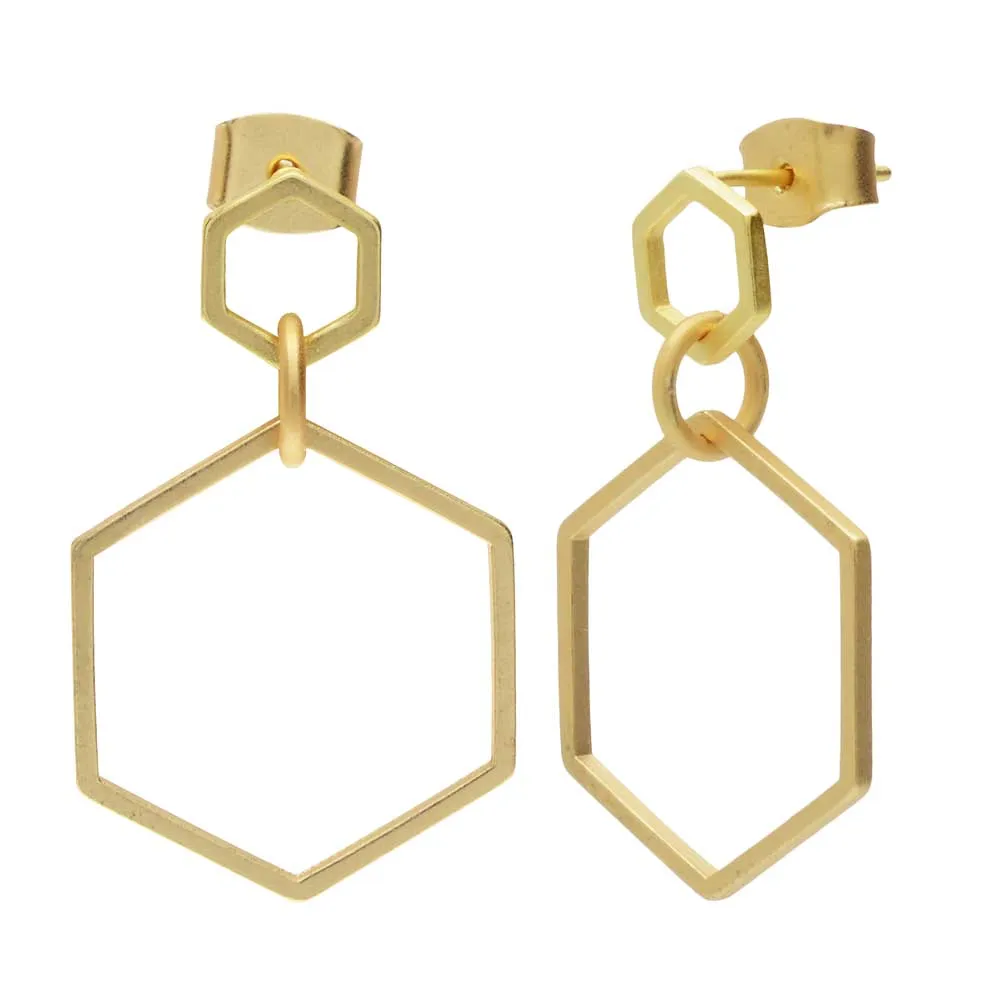 Matte Gold Honeycomb Earrings