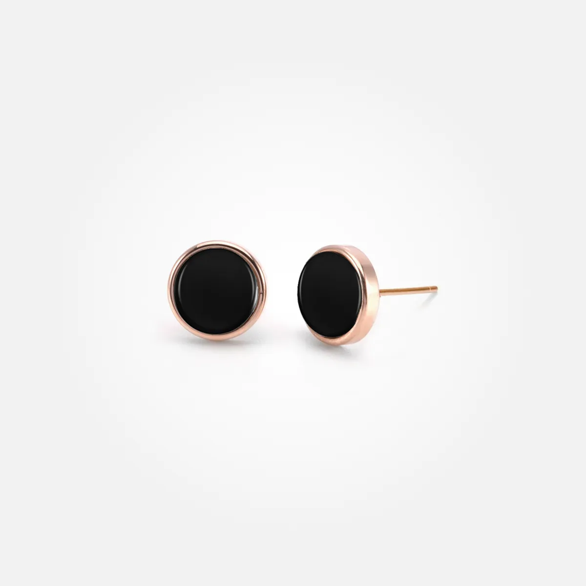 Onyx Stone Ear Studs (Round)