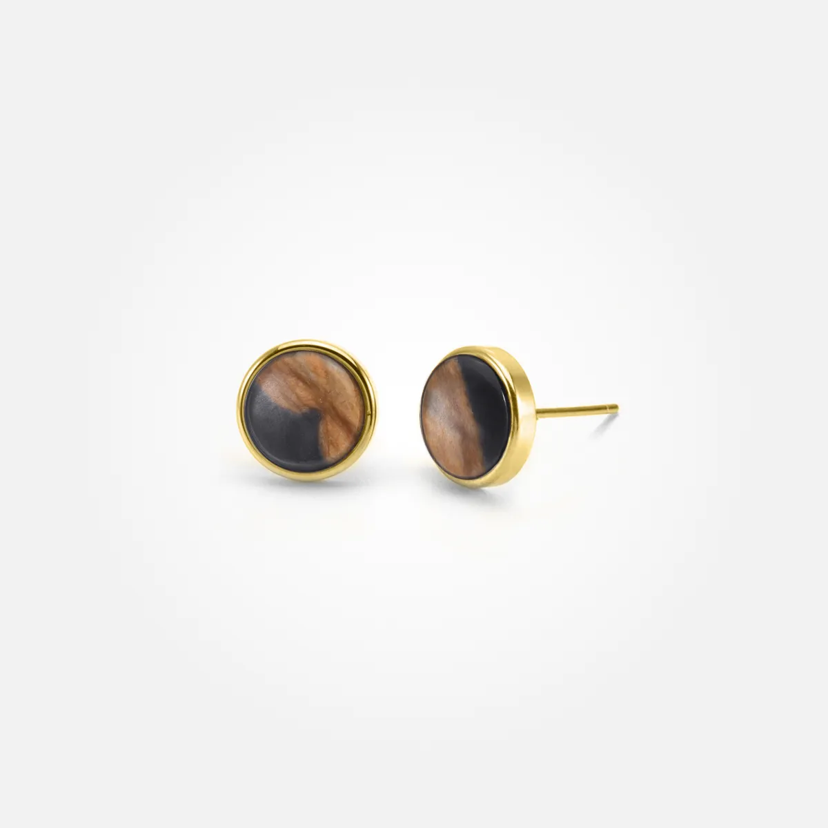 Picasso Jasper Stone Ear Studs (Round)
