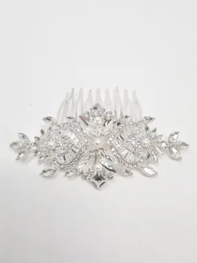 Silver Pearl & Crystal Hair Comb