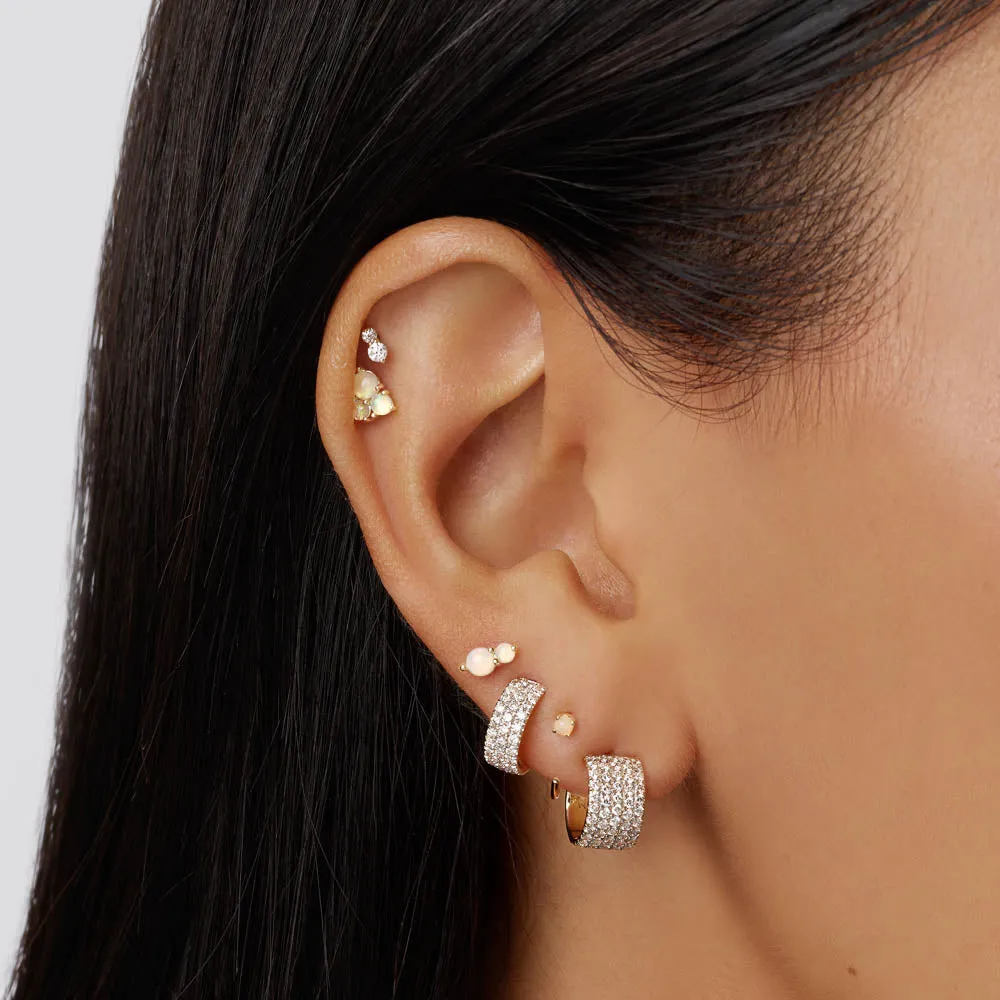 Slim Diamond Pave Huggie Earrings in 10k Gold