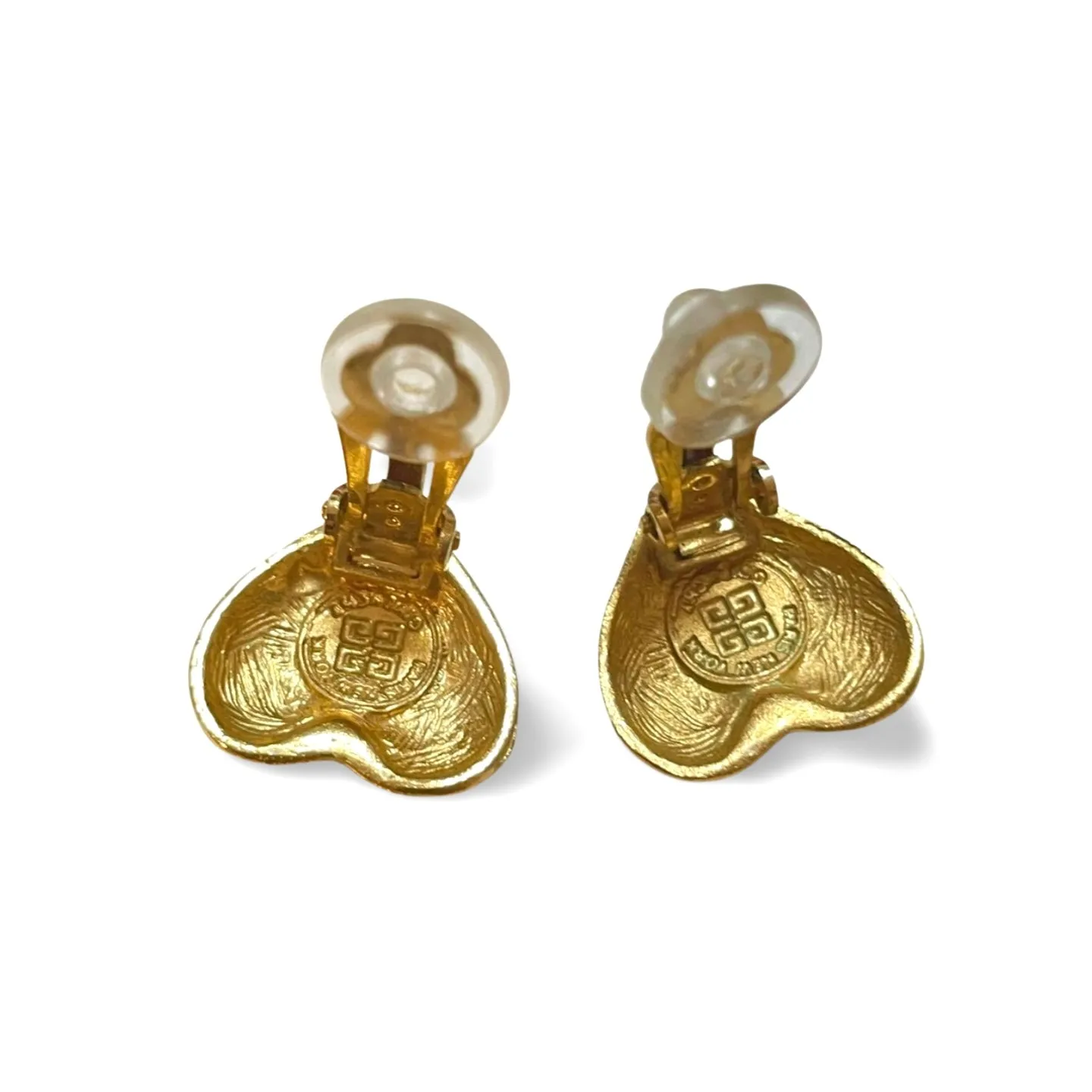 Vintage Givenchy golden heart and logo earrings with crystal. Must have jewelry piece. 061003ac1