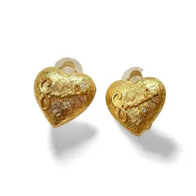 Vintage Givenchy golden heart and logo earrings with crystal. Must have jewelry piece. 061003ac1