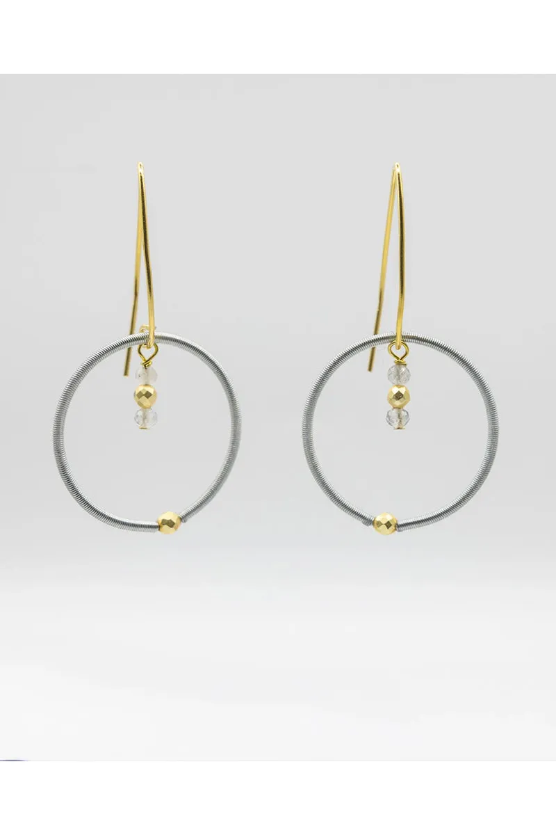 Wire Loop Earrings with Labradorite Drops